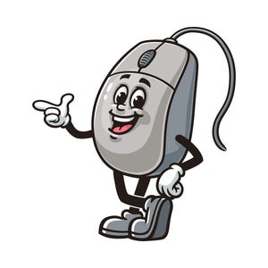 Computer Mouse Cartoon Mascot Illustration Character Vector Clip-art Hand-drawn Logo Design