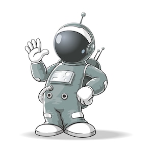Personaje de diseño de ilustración de mascota de dibujos animados de astronauta