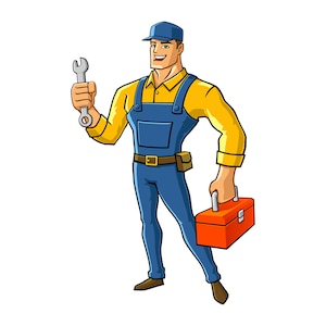 Handyman Superhero cartoon mascot illustration design
