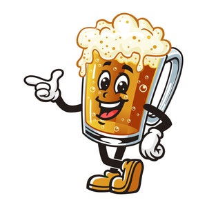 Bierglas mok cartoon mascotte illustratie ontwerp karakter vector illustraties