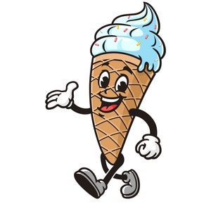 Walking Ice Cream Cartoon Maskottchen Illustration Design Charakter Vektor