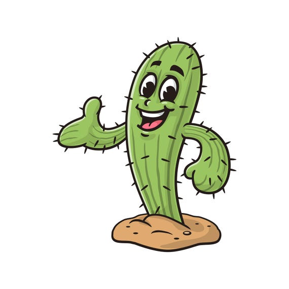 Cactus cartoon mascot illustration design character vector