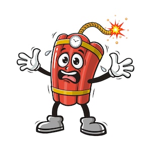 Panic TNT Dynamite cartoon mascot illustration character vector clip-art hand-drawn logo design