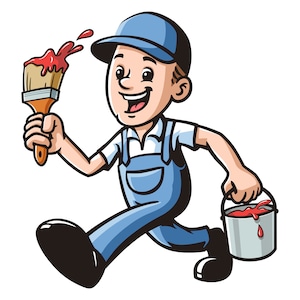 Painting Service cartoon mascot illustration design character vector