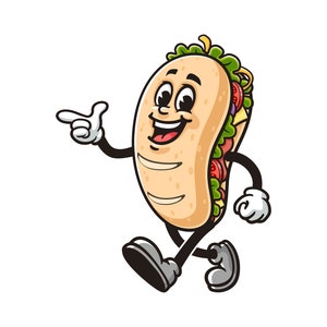 walking Sub Sandwich, Submarine Sandwich cartoon mascot illustration character vector clip-art hand-drawn logo design