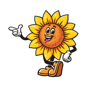 Sunflower Cartoon Mascot Illustration Character Vector Clip-art Hand-drawn Logo Design