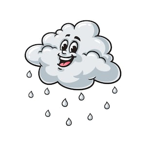 Cloud Raining Cartoon Mascot Illustration Character Vector Clip-art Hand-drawn Logo Design
