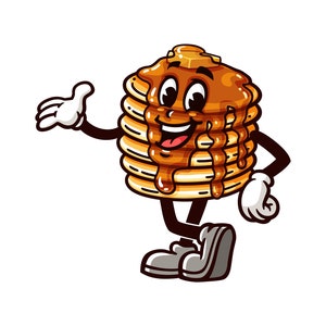 Pancake with relax pose cartoon mascot illustration character vector clip art hand drawn Design