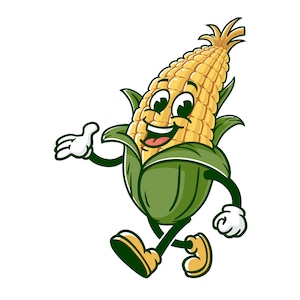 Walking Corn cartoon mascot illustration design character