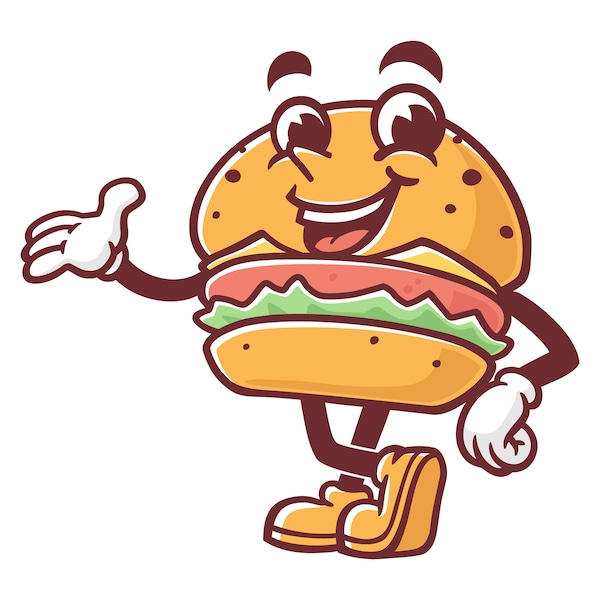 Burger cartoon mascot vector illustration design character