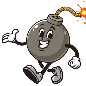Walking Bomb cartoon mascotte illustratie ontwerp karakter vector