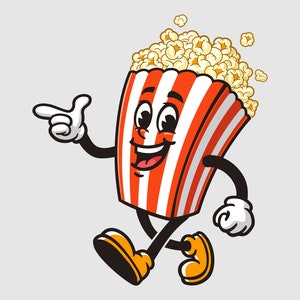 Popcorn is walking cartoon mascot illustration character vector clip art logo hand drawn design