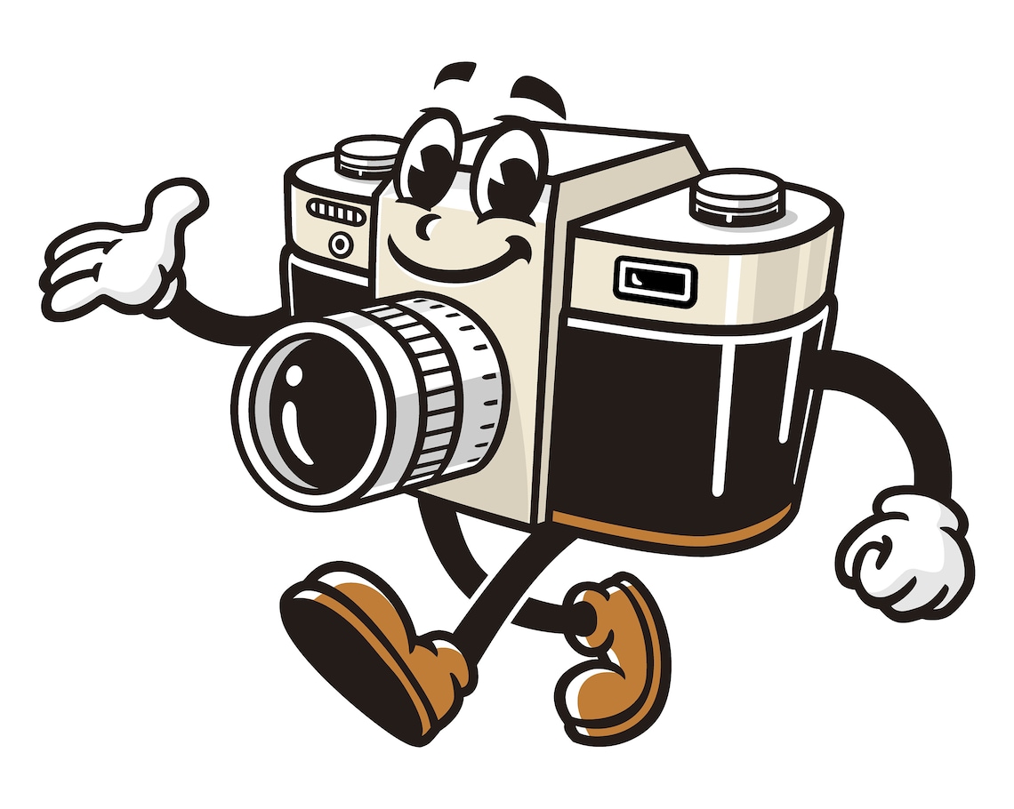 Walking Camera Cartoon Mascot Illustration Design Character Vector - Etsy