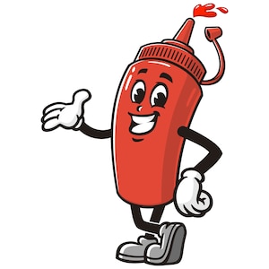 Sauce ketchup mayonnaise cartoon mascot illustration design character vector