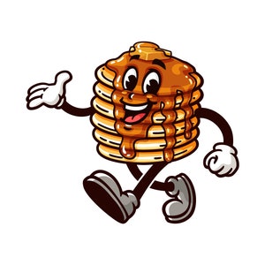 Walking Pancake cartoon mascot illustration character vector clip art hand drawn Design