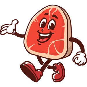 Fleisch Steak Cartoon Maskottchen Illustration Design Charakter Vektor