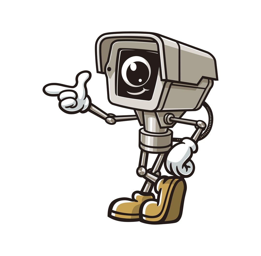 CCTV Camera Cartoon Mascot Illustration Character Vector Clipart Hand