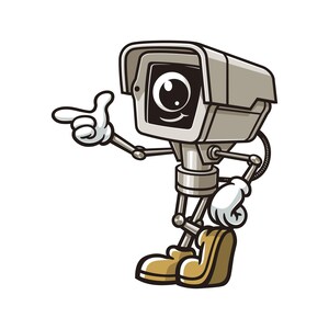 CCTV Kamera Cartoon Maskottchen Illustration Charakter Vektor Clip-art Handgezeichnetes Logo Design