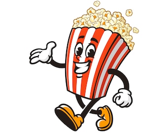 Walking Popcorn cartoon mascot illustration design character vector