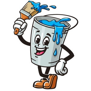 Paint Bucket cartoon mascot illustration design character vector