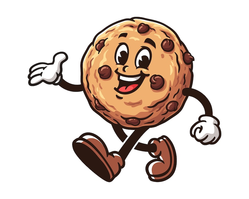 Walking Cookies Cartoon Mascot Illustration Design Character Vector