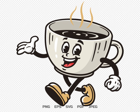 Gehende Kaffeetasse Cartoon Maskottchen Illustration Design Charakter Vektor