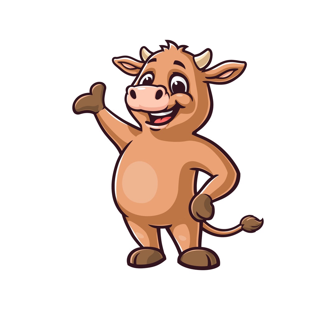 Cute Cow Cartoon Mascot Illustration Character Vector Logo Clip Art ...