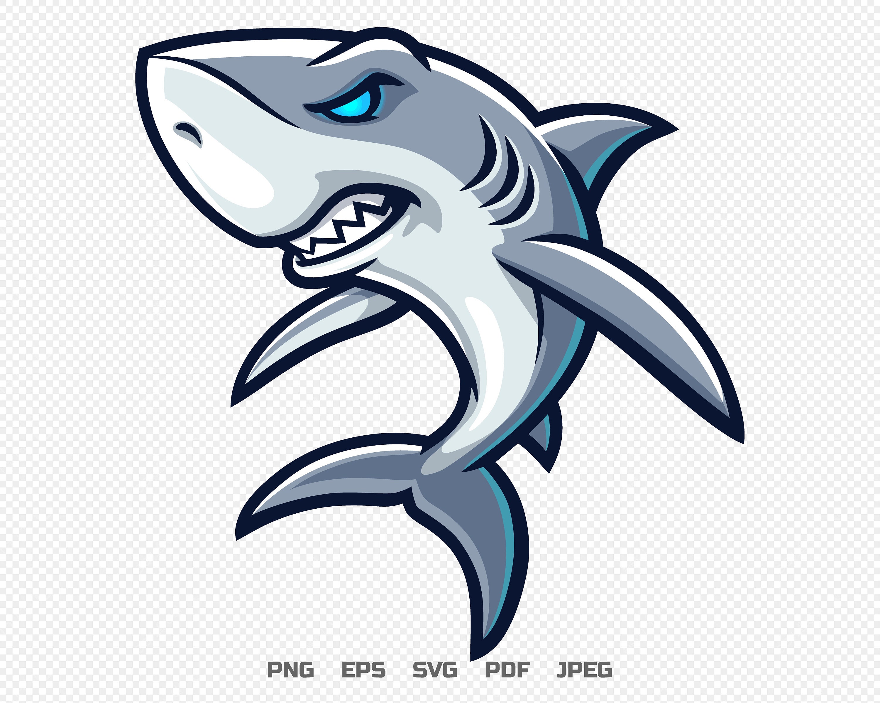 サメのスポーツ漫画マスコットイラストキャラクターベクトルロゴ