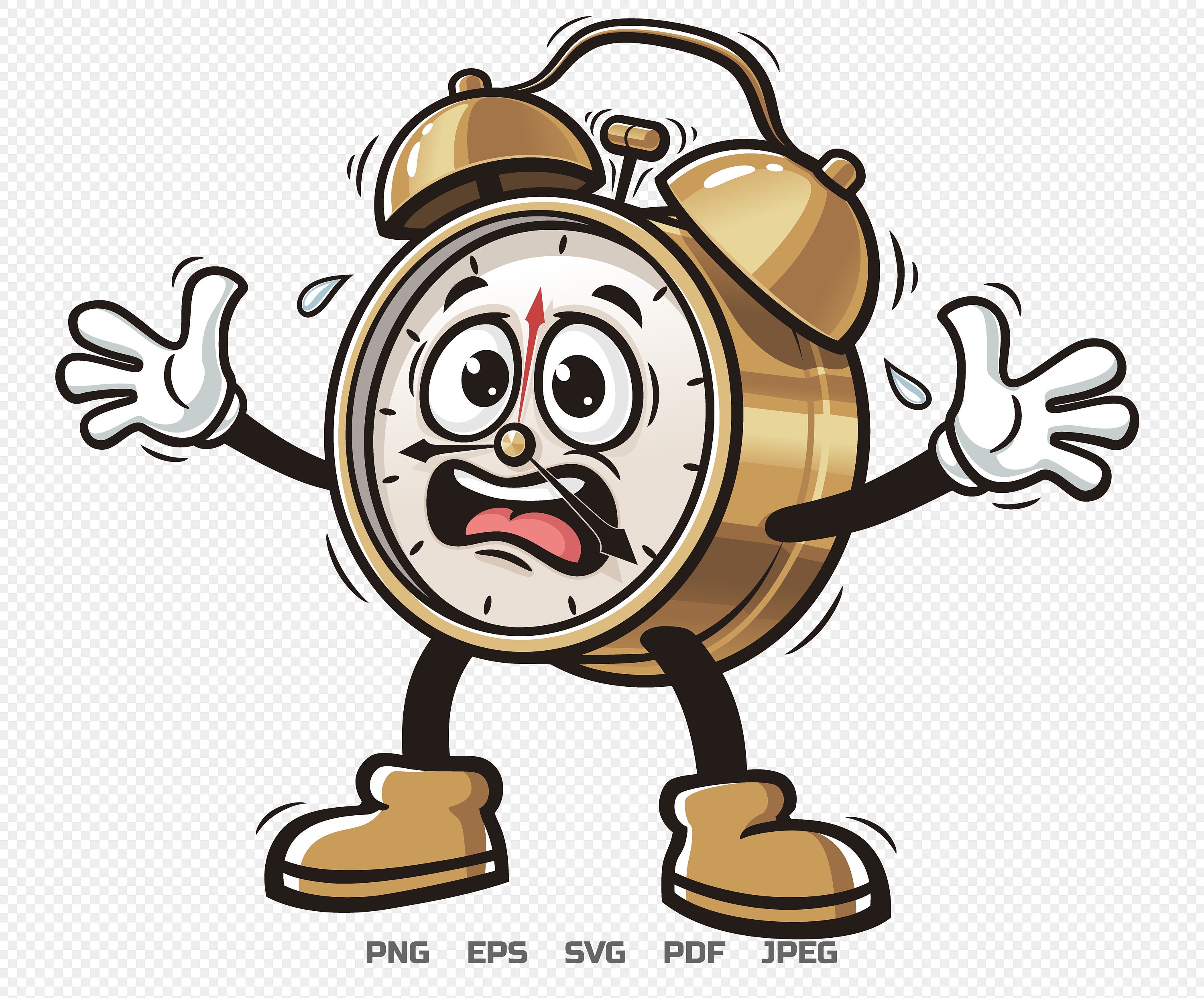 Panic Alarm Clock, Ringing Alarm, Wake Up, Cartoon Mascot Illustration  Character Vector Clip-art Hand-drawn Logo Design - Etsy Israel, image size:3000x2485