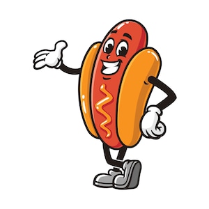 illustrazione vettoriale della mascotte del design della salsiccia hot dog