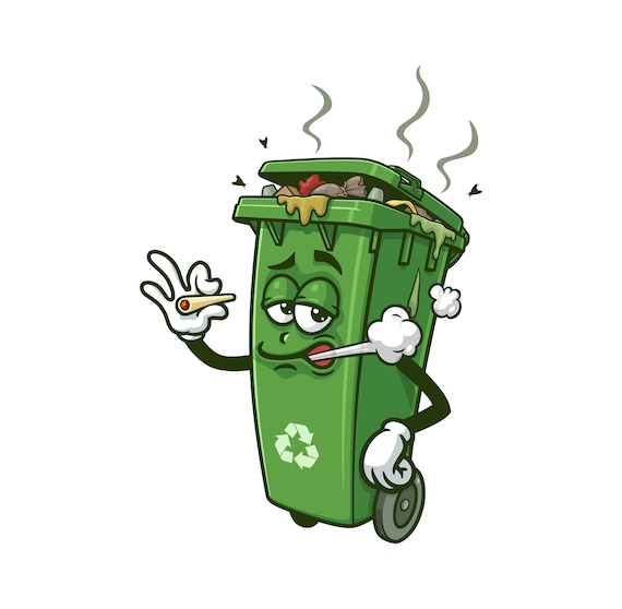 喫煙汚れたゴミ箱、ゴミ箱、ゴミ箱、漫画マスコットイラスト