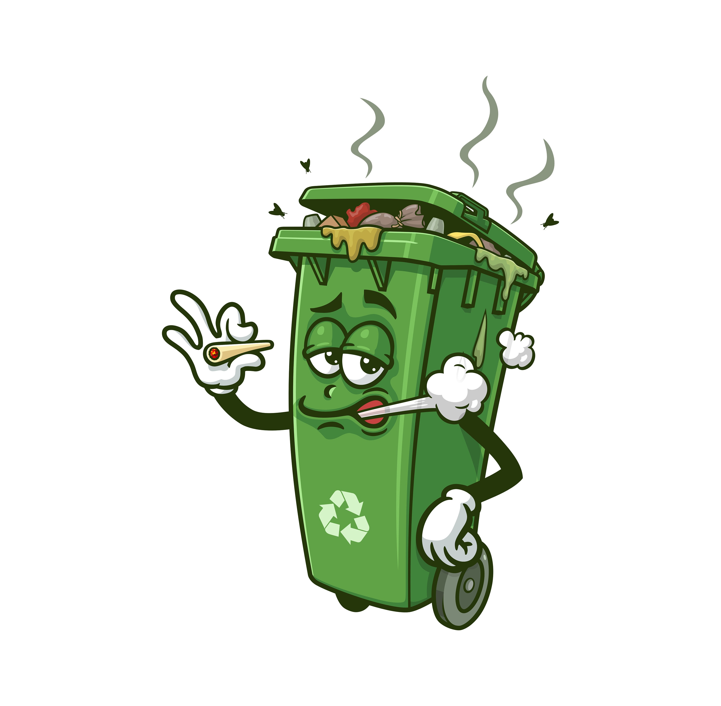 喫煙汚れたゴミ箱、ゴミ箱、ゴミ箱、漫画マスコットイラスト