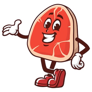 Meat Steak cartoon mascot illustration design character vector