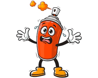 パニックスプレー缶、スプレーペイント缶、エアゾール、漫画マスコット