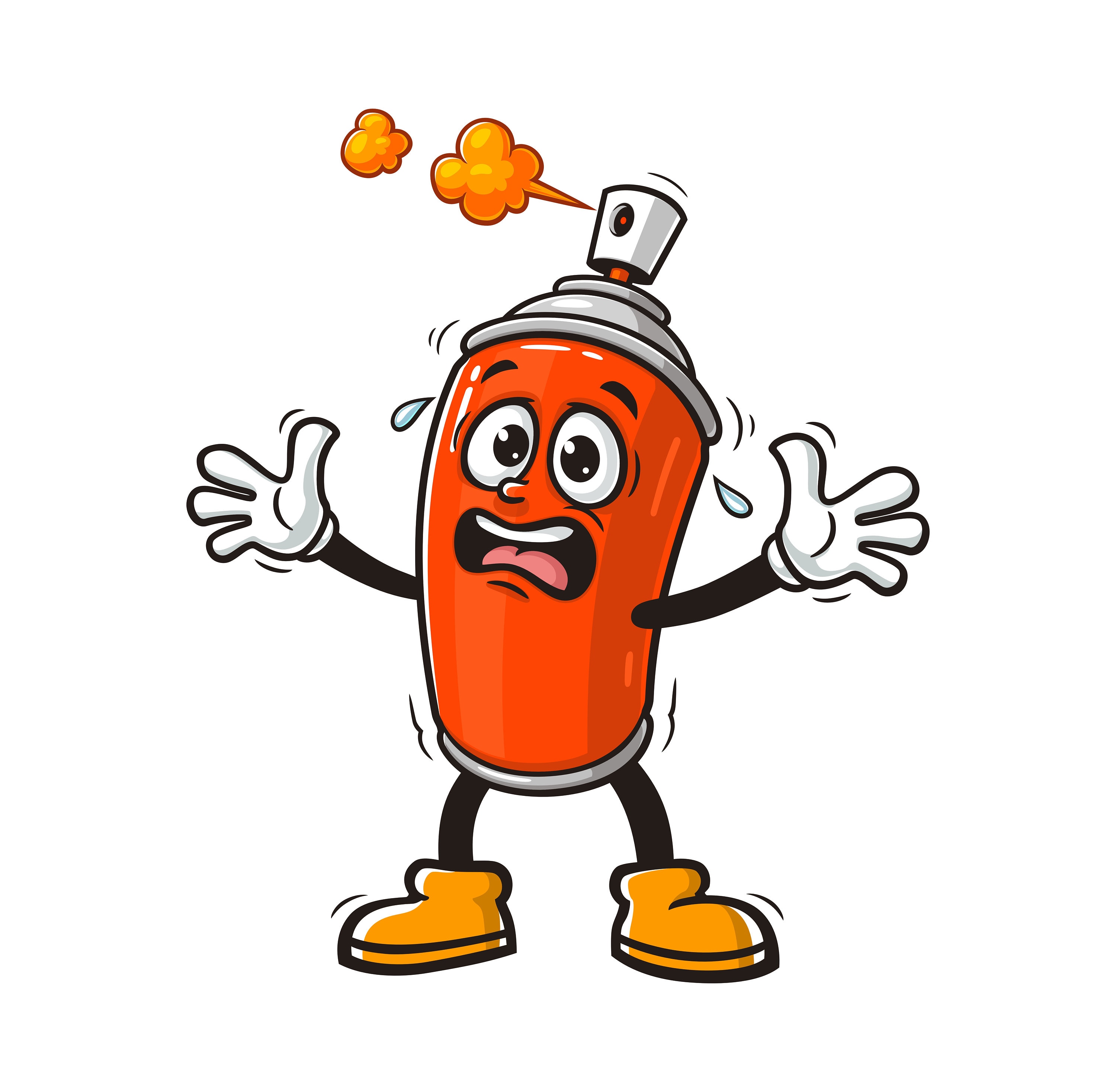 パニックスプレー缶、スプレーペイント缶、エアゾール、漫画マスコット