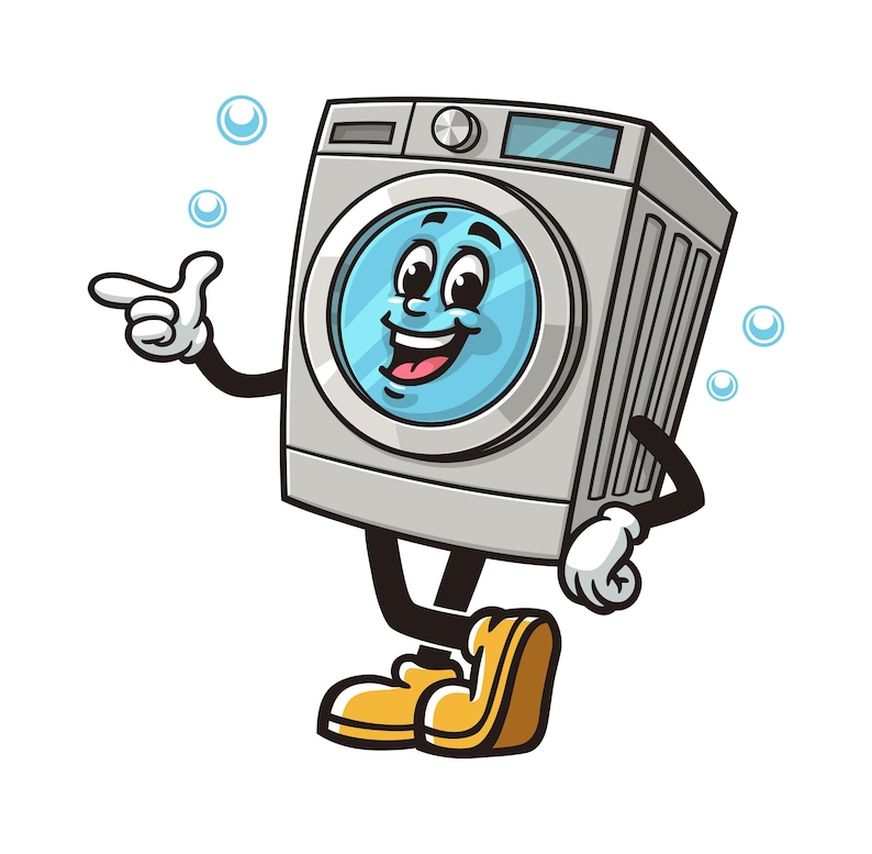 Smiling Laundry Machine Washing Machine Cartoon Mascot Illustration Character Vector Clip-art ...