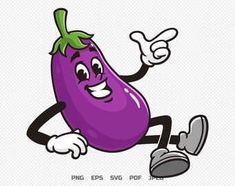 なす Eggplant Relaxed Cartoon Mascot Illustration Design Character