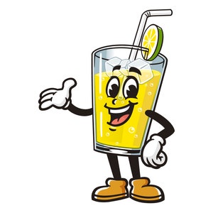 Glass Fresh Lemon cartoon mascot illustration design character