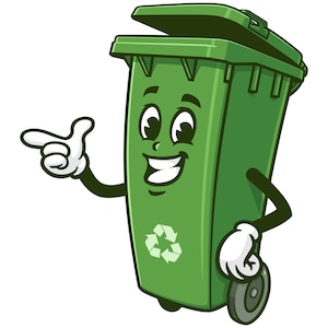 Vuilnisbak Vuilnisbak Vuilnisbak cartoon mascotte illustratie ontwerp karakter vector