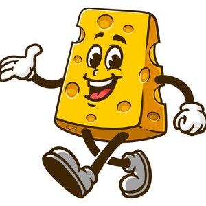 Walking Cheese cartoon mascotte illustratie ontwerp karakter vector
