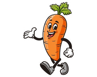 Caminando Zanahoria dibujos animados mascota ilustración carácter vector Clip art Dibujado a mano Diseño