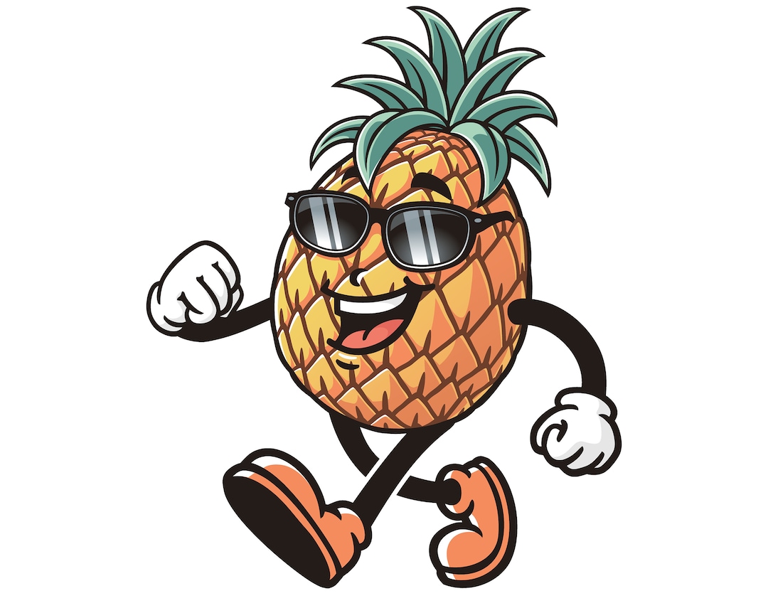 Pineapple Wearing Sunglasses Cartoon Mascot Illustration Design
