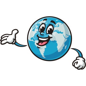 Tierra, caricatura, mascota, ilustración, carácter, vector, clip-art, dibujado a mano, logotipo, diseño