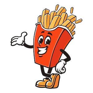 French fries cartoon mascot illustration design character