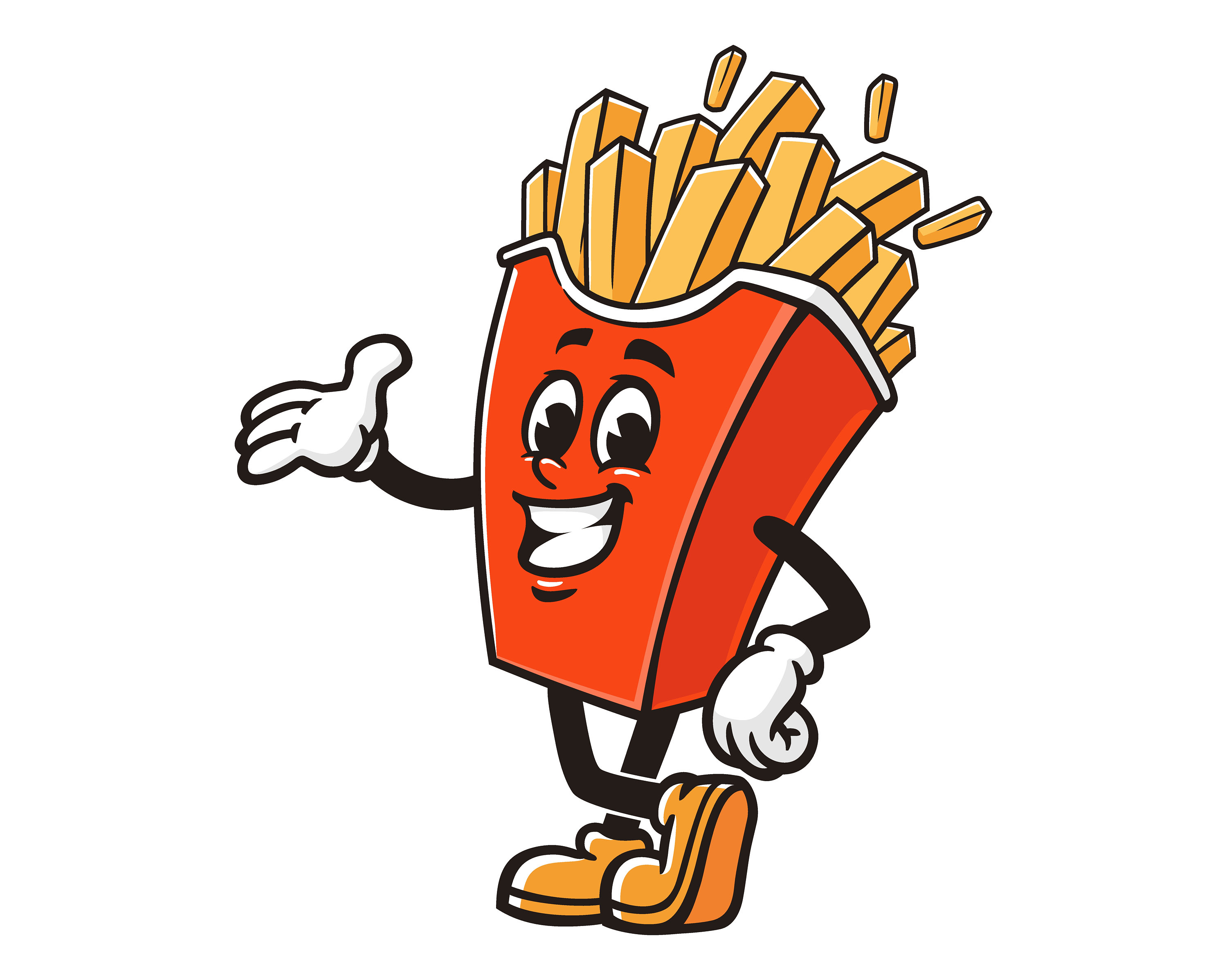 Premium Vector  Happy french fries bag character funny fast food mascot