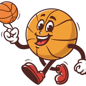 Walking Basketball cartoon mascot illustration design character vector