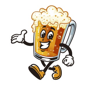Walking Beer Glass cartoon mascotte illustratie ontwerp karakter