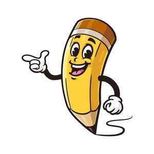 Crayon dessin animé mascotte illustration personnage vecteur clip-art création de logo dessiné à la main
