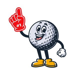 Golf Ball mit Schaum Finger Cartoon Maskottchen zeichnung vektor Clip art Hand gezeichnet Logo Design