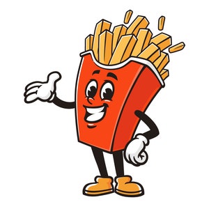Franse frietjes cartoon mascotte vector illustratie ontwerp karakter
